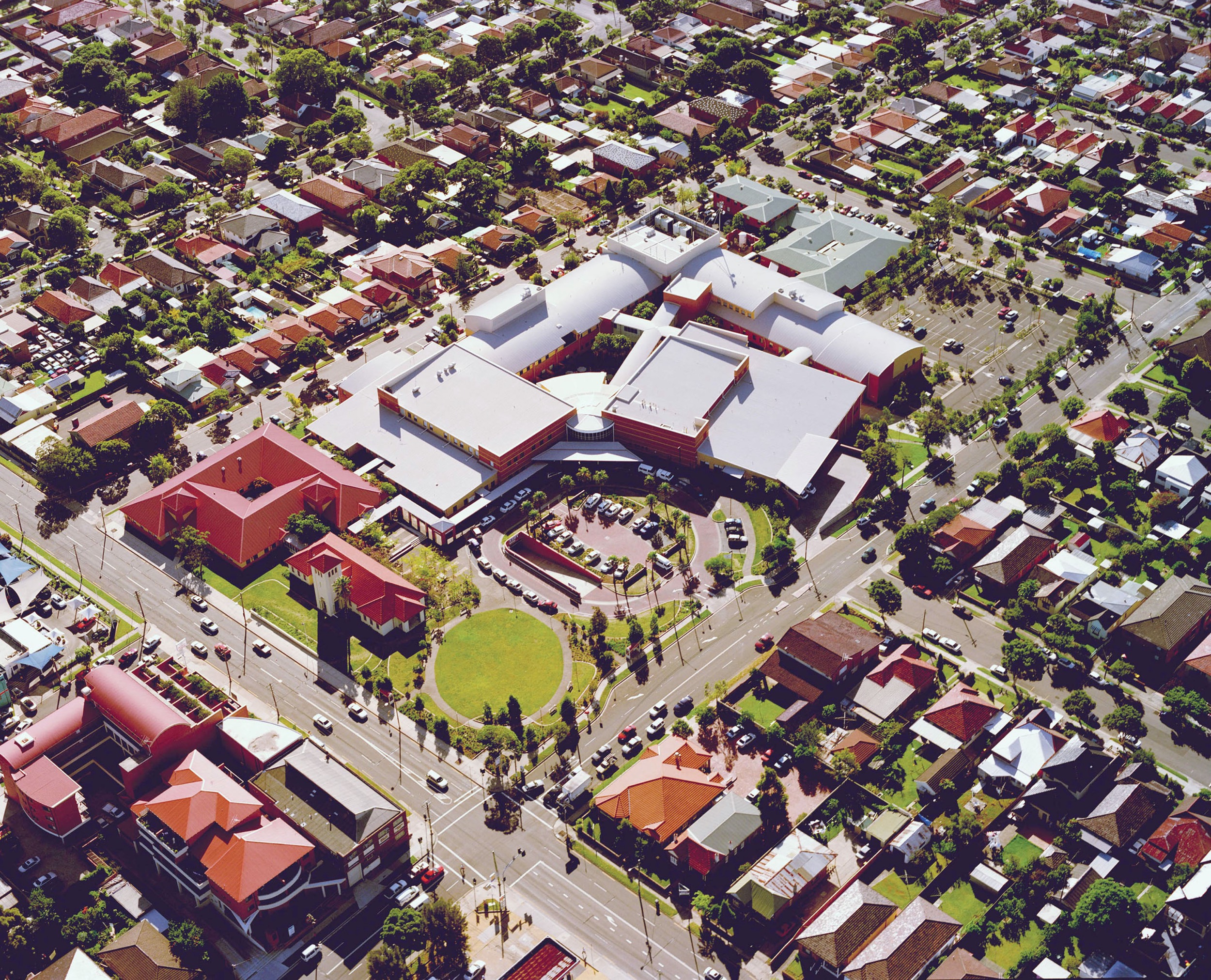 An aerial view of Canterbury Hospital.