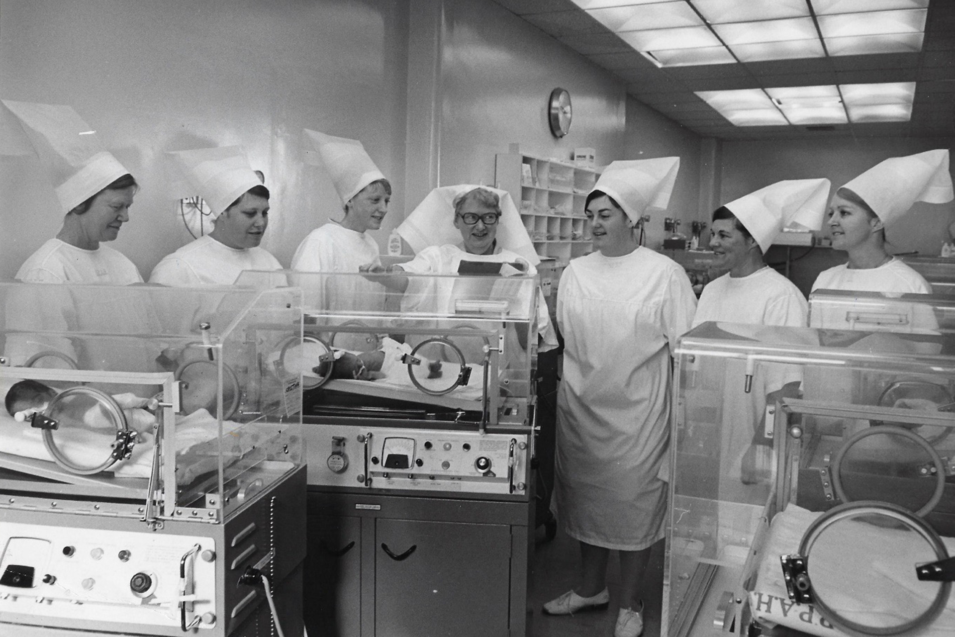 Coordinator Sister Pat Creagh in John Spence Nursery, ca. 1973