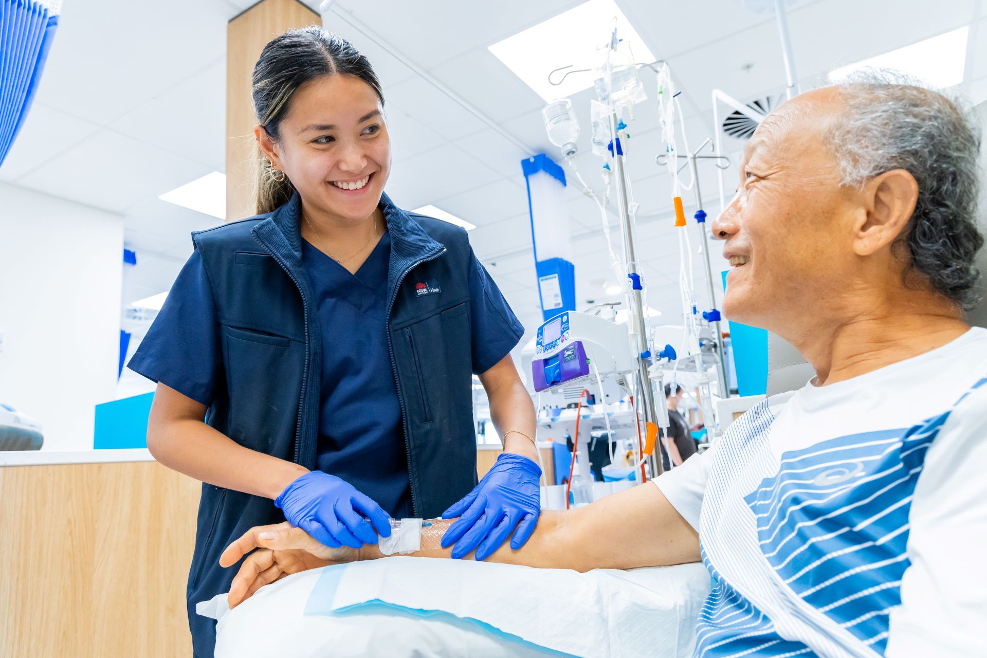 a nurse with a patient in hospital