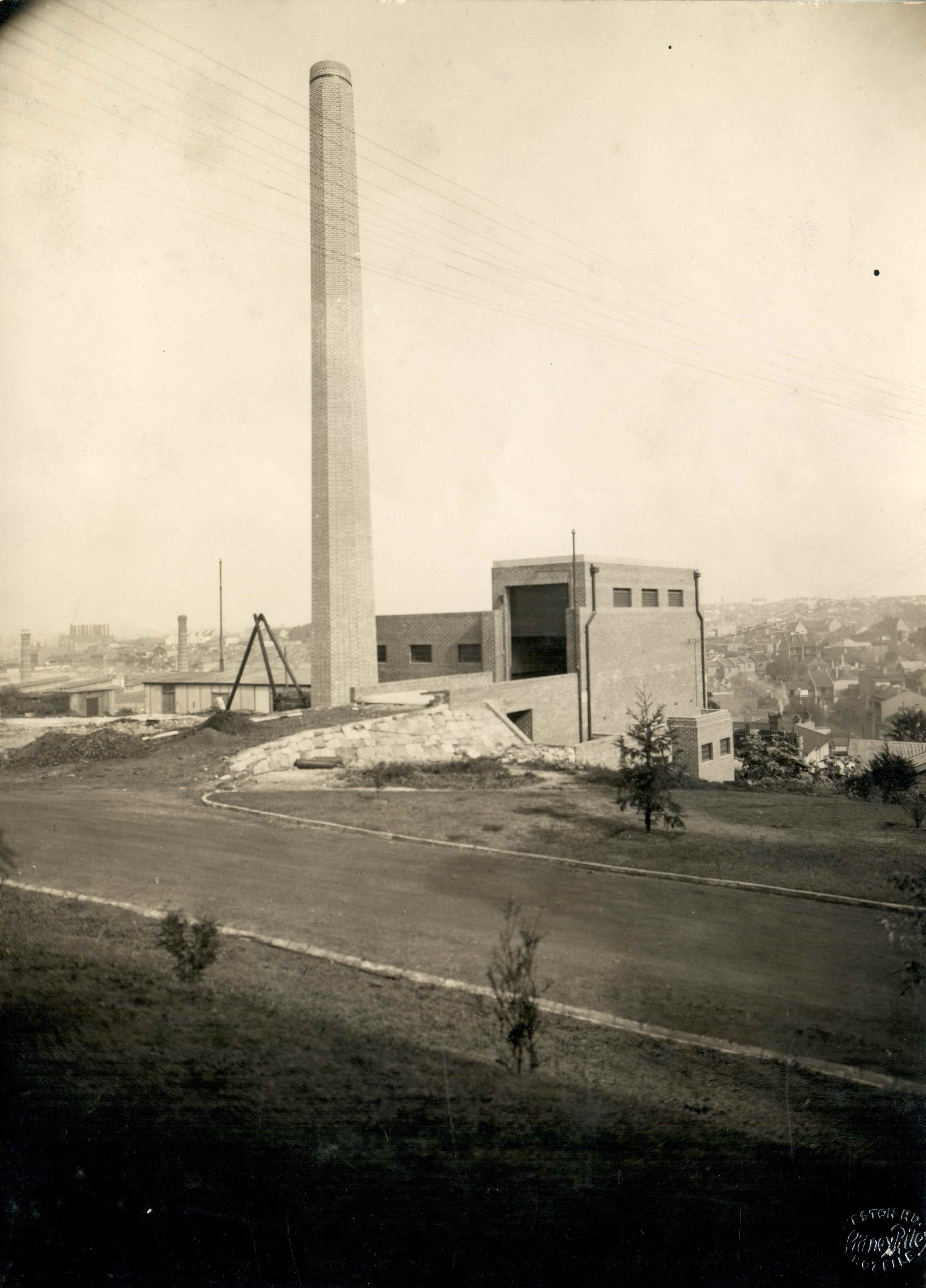 Black and white photo of boiler house 1946