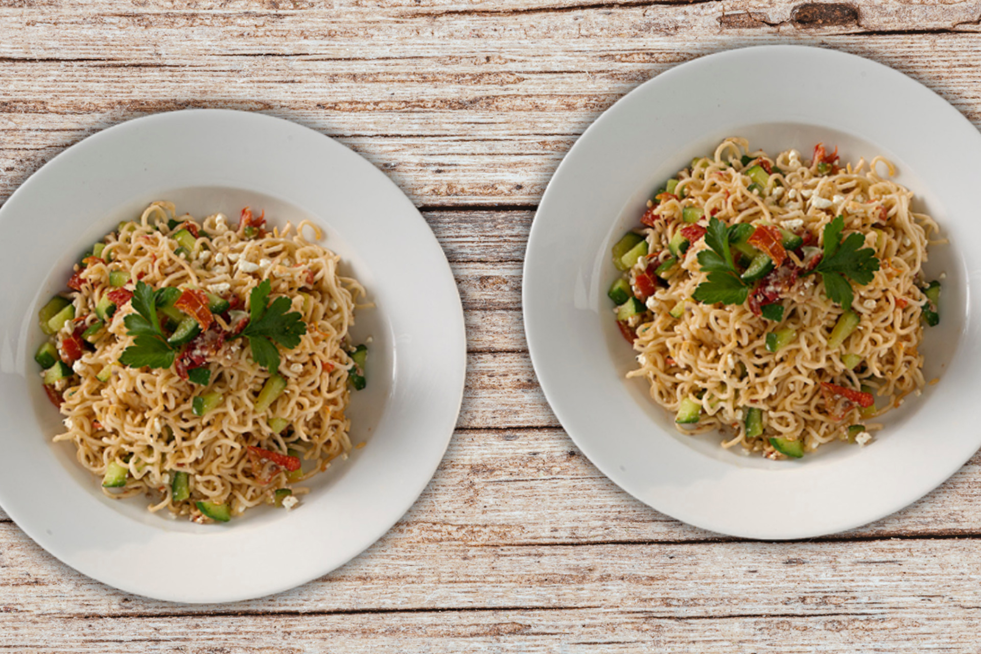 Made fresh noodle bar - fresh cucumber and tomato noodles