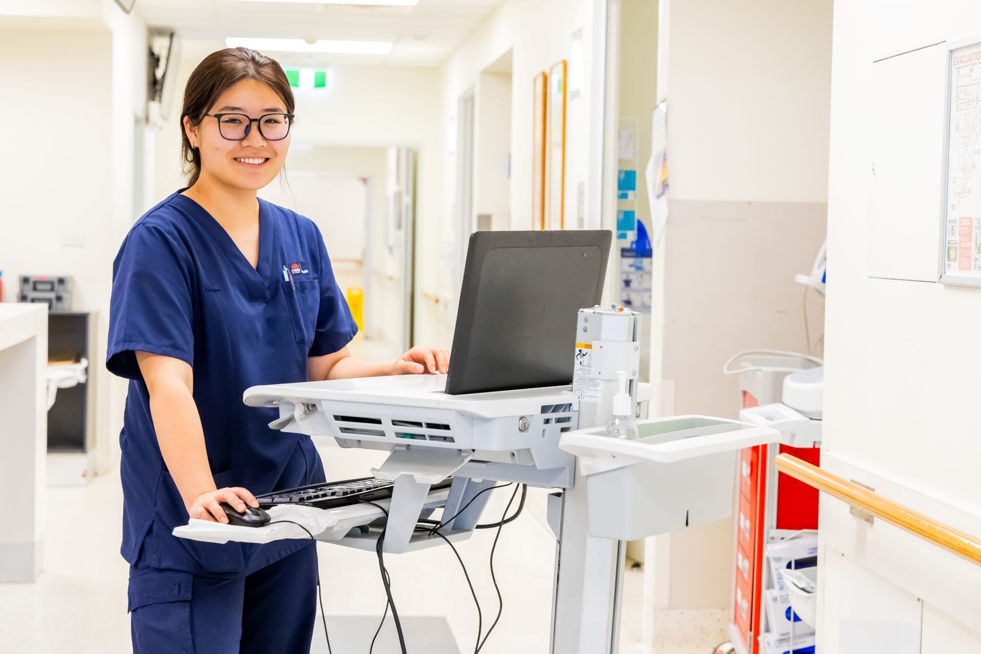 Nurse at a Workstation On Wheels