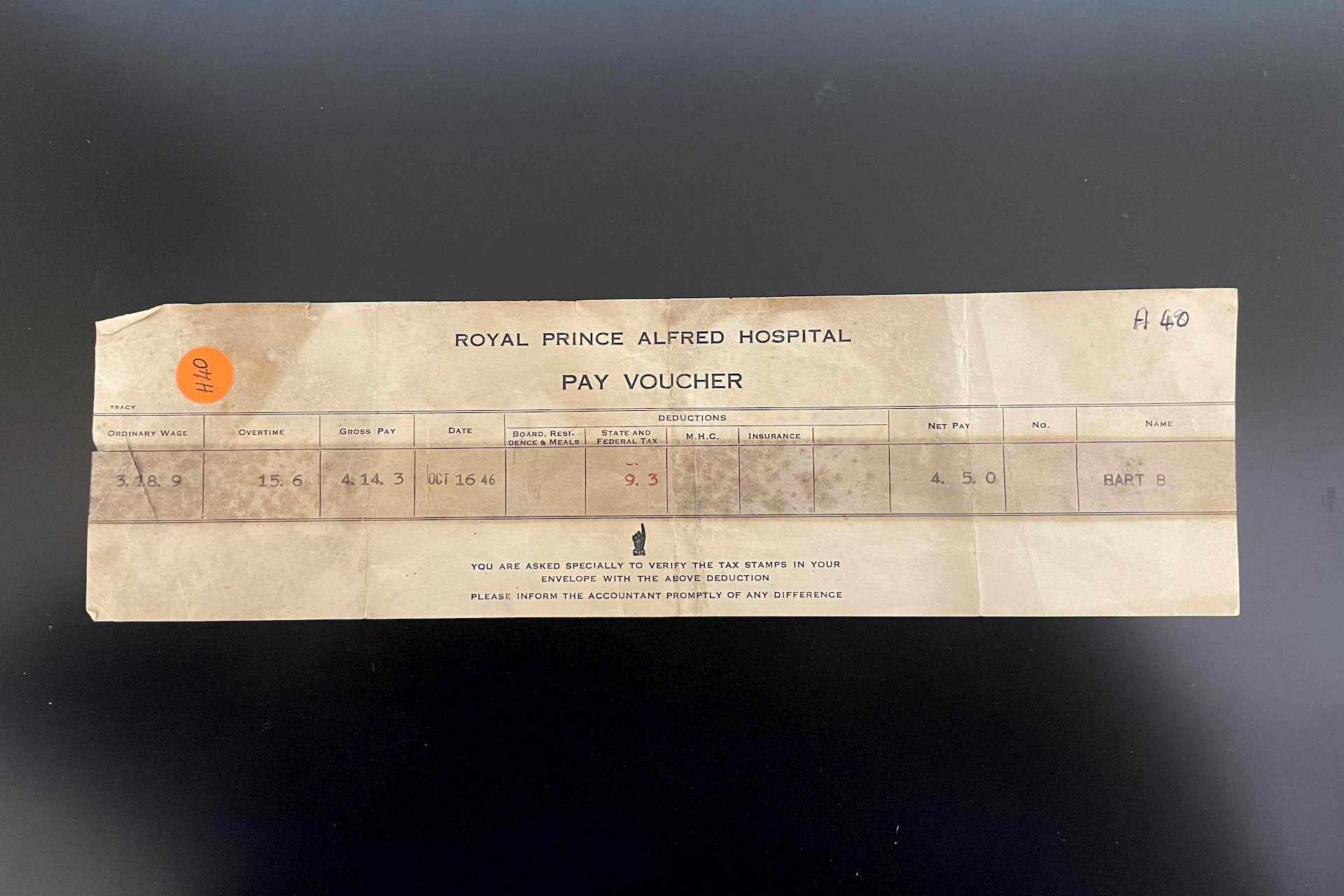 1946 nurse payslip