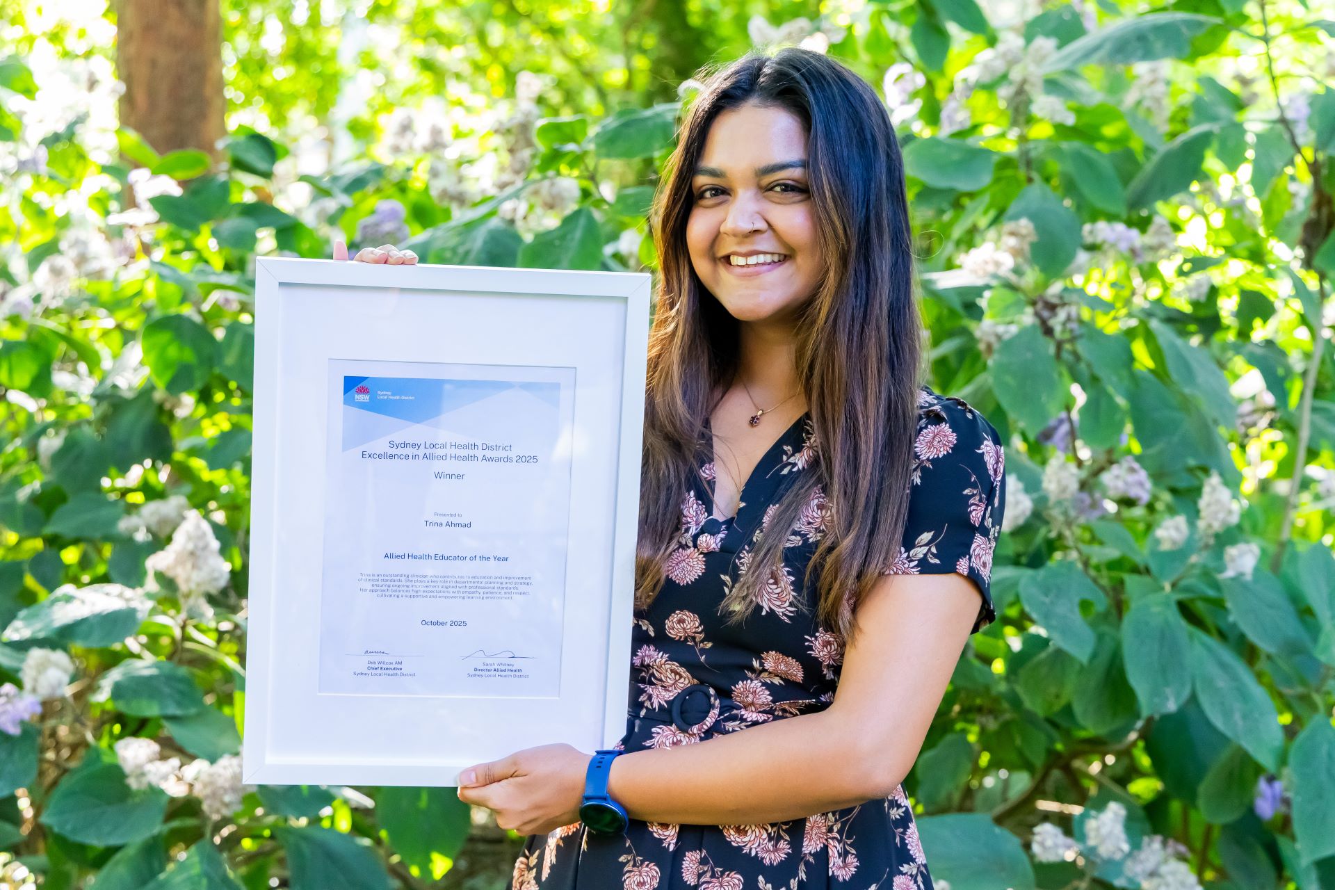 Award winner with certificate