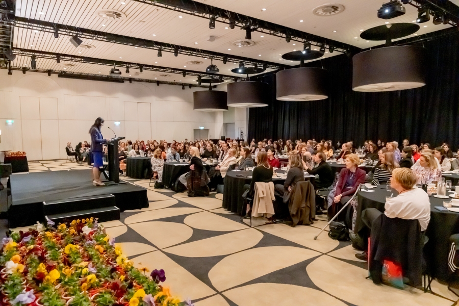 Dr Michelle Barakat-Johnson presenting at the Women's Leadership Breakfast 2024