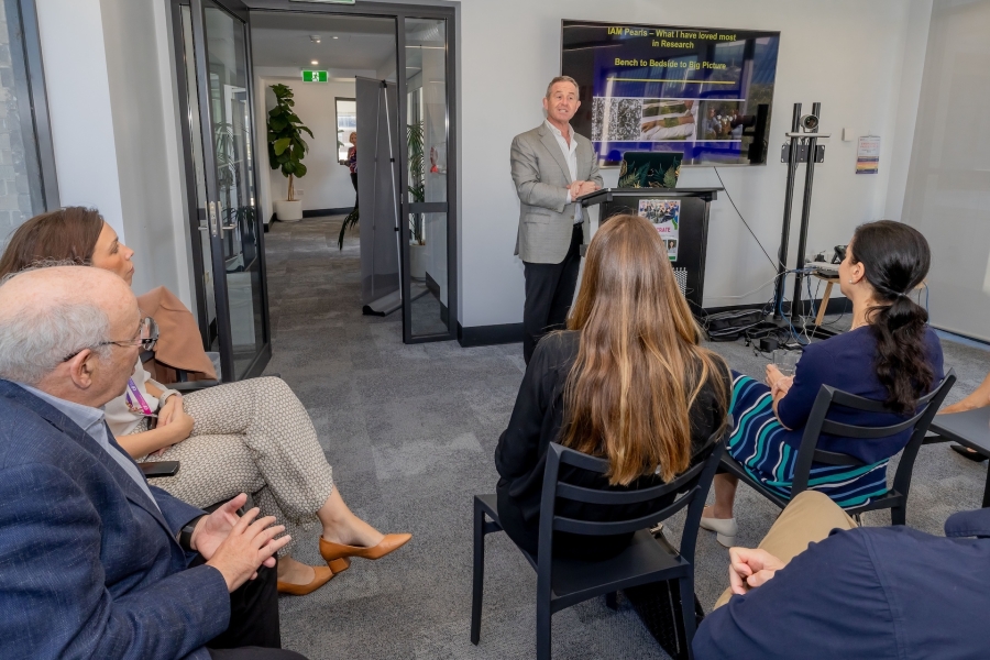 Photo of Professor Celermajer presenting to a group of people